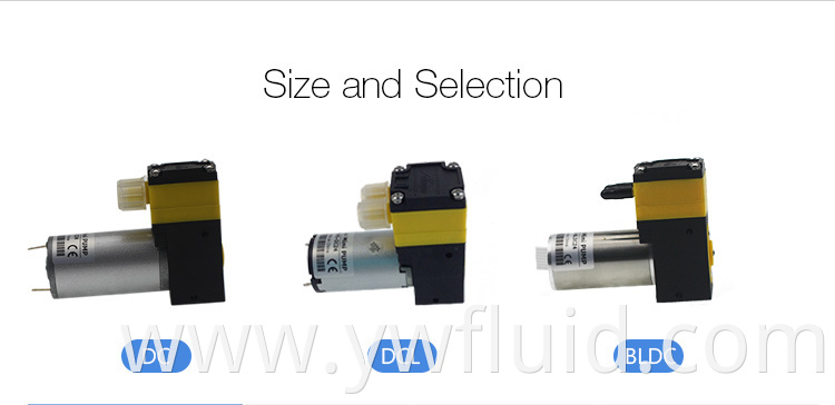 YWfluid Factory direct sale Top quality 12V/24V DC/BLDC Chemical Resistant Diaphragm Vacuum Pump bldc